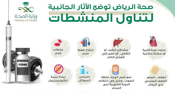 الصحة السعودية : المنشطات تسبب العقم والجلطات